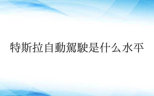 特斯拉自动驾驶是什么水平