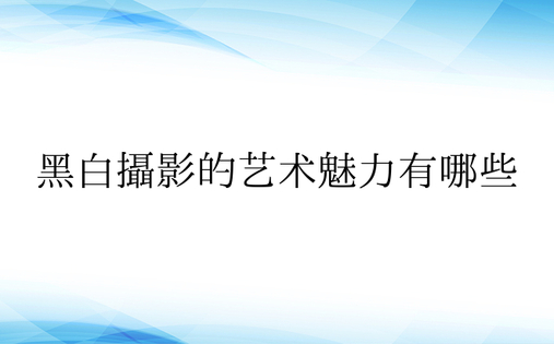 黑白摄影的艺术魅力有哪些