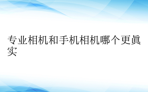 专业相机和手机相机哪个更真实