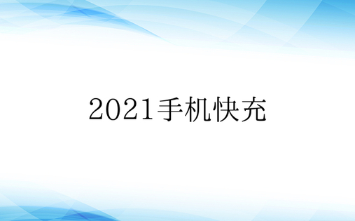 2021手机快充