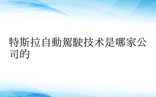 特斯拉自动驾驶技术是哪家公司的