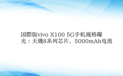 国际版vivo X100 5G手机规格曝