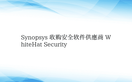 Synopsys 收购安全软件供应商 W