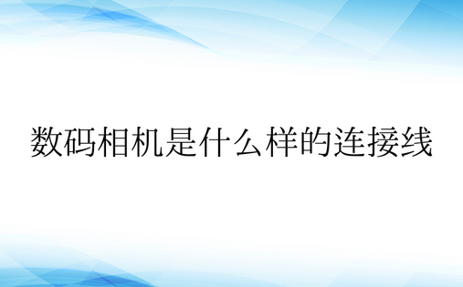 数码相机是什么样的连接线