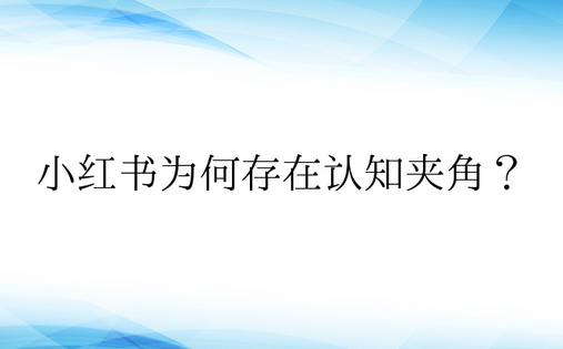 小红书为何存在认知夹角？